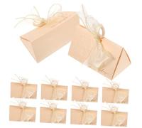 SHINEOFI 10pcs Triangular Wedding Candy Favour Boxes Paper and Wood Handle Ribbon Decoration Packaging Boxes for Sweets for Birthday Anniversary Party Games