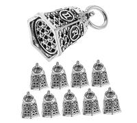SHINEOFI 10pcs Vintage Small Bell Charms for DIY Jewelry Making Inspirational Word Pendants with Playful Jingle Sound Retro Metal Accessories for Bracelets Necklaces Handbag Decorations