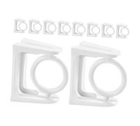 SHINEOFI 10pcs White Adhesive Curtain Rod Brackets Rotating Swivel Hooks No Drill Wall Mounted Rod Holders for Shower Curtains Towel Poles Flat and Corner Installation