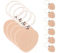 SHINEOFI 10pcs Wood Keychain Decor Wooden Key Chain Blanks with Rounded Edges and Corners, Delicate Rustic Style, Iron and Wooden Material for Graduation and Thanksgiving DIY Keyring