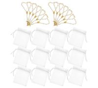 SHINEOFI 12 Sets Mini Rosary Bracelets with Pearl Cross for Baptism and First Holy Communion - Religious Prayer Beads Wristband Gift for Women and Men, White and Gold Tone, 7x9cm