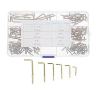 SHINEOFI 120pcs Copper-Plated L-Shaped Self Tapping Metal Screw Hooks 7-Shape Right Angle Mini Hooks for Hanging Picture Frames and Wall Decorations