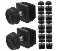 SHINEOFI 12pcs Adjustable Furniture Leveling Feet Kit Black Metal Square Tube Inserts with Screw for Office Desk Chair Sofa Floor Protection and Stability