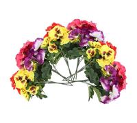SHINEOFI 12pcs Artificial Pansies Flower Bunches Silk Fake Plants Home Décor Arrangement with Purple, Yellow, Red and Magenta for Wedding, Indoor and Outdoor Decoration