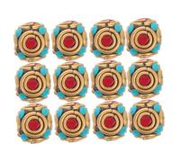 SHINEOFI 12PCS Brass Tibetan Buddhist Large Hole Spacer Beads with Back Cloud Detail for Jewelry Making Nepalese Artisan Craft Supplies for Bracelets Necklaces Earrings and Keychains