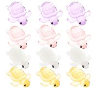SHINEOFI 12pcs Glow in The Dark Small Turtle Figurines, Mini Glowing Turtle Ornaments in Blue, Green, Orange, and Rose Red for Aquarium Decoration and Desktop Micro Landscape