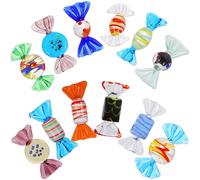 SHINEOFI 12Pcs Handcrafted Glass Candy Ornaments Mixed Colorful Abstract Painted Sweets Crafts Decorative Candy Sculpture for Home Party Desktop Decoration