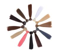 SHINEOFI 12pcs Heat Resistant Straight Hair Wig for Dolls Annabelle Doll Wig Closure Human Hair Boys and Girls Styling Head