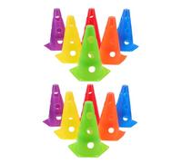 SHINEOFI 12pcs Hexagonal Sports Training Cones with Holes, 23cm Pe Set