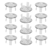 SHINEOFI 12pcs Sink Overflow Cap Cover Basin Trim Overflow Cover Stainless Steel Round Elegant Design Blocks Debris Maintains Uninterrupted Water Flow Vanity Sink Hole for Bathroom