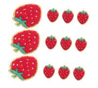 SHINEOFI 12pcs Strawberry Embroidered Iron Patches with Advanced Stitching Wear Resistant Fabric Appliques for Clothes Jackets Hats Jeans Backpacks Elegant Decorative DIY Accessories