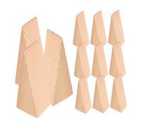 SHINEOFI 12pcs Triangle Wooden Wedges Non-Slip Hardwood Door Stoppers for Chair Caning Carpentry DIY Projects Home Office Construction Natural Wood Finish Safety Blocks