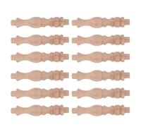 SHINEOFI 12pcs Unfinished Solid Wood Roman Pillar Finials 8.5x1.8cm for Stair Balustrade Posts and Interior Wood Stair Balusters DIY Decorative Vintage Column Accessories