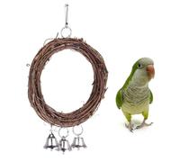 SHINEOFI 15cm Rattan Pendant Parrot Swing with 3 Bells Standing Bird Swing for Cage Hanging Budgie and Cockatiel Cage Accessories Natural Vine Rattan Bird for Pet Random Color