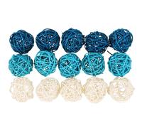 SHINEOFI 15pcs 5cm Natural Handcrafted Rattan Scented Balls White and Light Blue Decorative Wicker Spheres for Home Fragrance, Living Room and Bathroom Décor Accessories