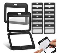 SHINEOFI 15pcs Hard Plastic Id Badge Holder with Clear Window - 4x3in Horizontal Card Cover for Office Work Permit Conference School Id Cards