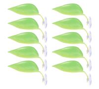 SHINEOFI 15pcs Luminous Green Betta Resting Leaves with Suction Cups - Tree Frog and Fish Tank Ornament - Floating Fish Rest Leaf for Aquarium Habitat Décor and Amphibian Climbing Spots
