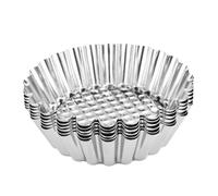 SHINEOFI 16pcs Egg Tart Molds Tartlet Molds 3.15x1.18inch Stainless Steel Non-Stick Oxidation Resistance DIY Baking Tools for Egg Tart and Custard Cakes