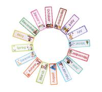 SHINEOFI 16Pcs Seasonal Monthly English Flash Cards for Classroom Learning Tools to Vocabulary Language Skills for Kindergarten Educational Decoration