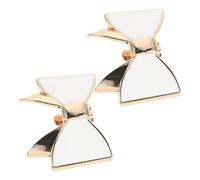 SHINEOFI 1pair Bowknot Shoe Clips for Women, Zinc Alloy Floral Pattern, Removable High Heels Buckle Charms, Elegant White Shoe Accessories for Wedding and Different Clothing Styles