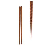 SHINEOFI 2 Pairs Japanese-Style Home Wooden Chopsticks Set Hand-Carved Pointed Tips Tortoise Shell Pattern Kitchen Tableware for Sushi Dining
