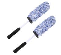 SHINEOFI 2 Pcs Blue and White Hub Cleaning Brush with Long Handle for Car Tire and Wheel Rim Detailing, Sturdy Wheel Cleaning Tool Suitable for Car Care and Auto Maintenance