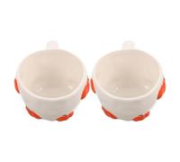 SHINEOFI 2 Pcs Creative Pumpkin Coffee Mugs Set, Ceramic Halloween Cappuccino Cups with Handle, Cute Jack O’ Lantern Design for Autumn Breakfast and Spooky Season Parties