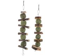 SHINEOFI 2 Pcs Wood Hamster Rabbit Chewing with Grass Balls Healthy Pet Molar Playthings for Teeth Grinding and Skill Development Suitable for Small Furry Animals