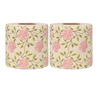 SHINEOFI 2 Rolls Rose Floral Print Toilet Paper Roll Made from Bamboo Pulp, Gentle on Skin, Creative and Stylish Design for Home Decor and Bathroom Use, 2 Rolls Per Pack