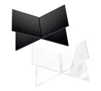 SHINEOFI 2 Sets Acrylic Book Stand for Reading Transparent and Black Open Book Holder for Kitchen Coffee Table Cookbook Bible Textbook and Magazine Display Lightweight Sturdy Ergonomic