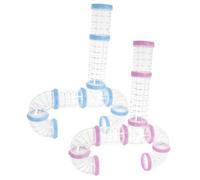 SHINEOFI 2 Sets DIY Hamster Cage Tube Connectors Adventure External Pipe for Small Pets Safe Tunnel Adapter for Hamster Gerbil Mouse Activity Playground Pink Blue