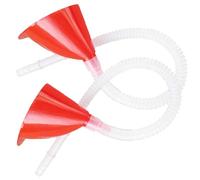 SHINEOFI 2 Sets Oil Funnels for Engine Oil and Windshield Washer Fluid, Plastic Material with Slanted Spout Design and Extended Hose, Convenient and Practical for Cars and Motorcycles