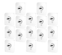 SHINEOFI 20 Pcs Non-Trace Self-Adhesive Hooks with Screw Rods, Thick 6x6cm Nanofilm Pads, Wall Seamless Picture and Kitchen Frame Hangers for Home Storage and Organization