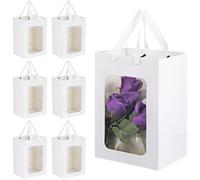 SHINEOFI 20 Pcs Party Bags White Paper Gift Bags with Window and Dual Handles Simple and Elegant Style for Party Favour Packaging for Presents