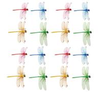 SHINEOFI 20 Pcs Removable Dragonfly Decorative Props Set, 12cm Realistic Dragonflies Model for Curtain Clips and Home Décor Accents, Multi-color Window Art Decorations for Living Room
