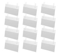 SHINEOFI 20 Sets Plastic Basket Bin Labels Clip Wire Shelf Price Tag Holders for Home Market Retail Transparent with White Paper Inserts Space-Saving Wire Basket Label Clips for Pantry