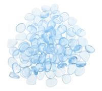 SHINEOFI 200pcs 2cm Glow in The Dark Luminous Pebbles with Star Pattern, Self-luminous Decorative Stones for Garden Landscaping, Aquarium, Fish Tank, and Plant Pot Décor in Light Blue Tone