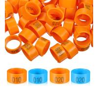 SHINEOFI 200pcs Chicken Leg Bands with Design Orange Blue Poultry Foot Rings for Chickens Pigeons Birds Identification and Breed Classification