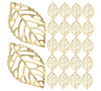 SHINEOFI 200pcs Golden Hollow Leaves Jewelry Findings Filigree Metal Embellishments Hollow Frame Charms for Diy Necklace Earrings Autumn Theme Pendants Crafting Supplies