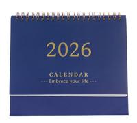 SHINEOFI 2026 Calendar: Small Desk Calendar 2025-2026, Jul. 2025 to Dec. 2026, 18 Months Standing Flip Planner for Home Office Easy Planning And Organization, Thick Paper, Twin-wire Binding, Dark Blue