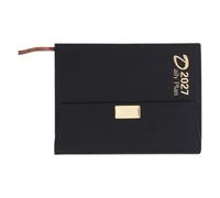 SHINEOFI 2027 Daily Planner with Portable Pu Leather Cover and Time-marked Pages for Work Scheduling and Business Trips, Elegant Productivity Planner with Monthly Index Tabs