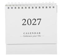 SHINEOFI 2027 Small Desktop Calendar,horizontal Flip Planner Full Year Layout, White Solid Thick Cover Date Tracker for Home And Office Tabletop Use