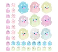 SHINEOFI 20pcs Glow in The Dark Mini Ghost Figurines DIY Charms Mixed Colors Luminous Ghost Ornaments for Scrapbooking Garden Bonsai Decoration Halloween Crafts