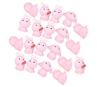 SHINEOFI 20pcs Miniature Pink Resin Bunny Figurines Glow in The Dark Cute Cartoon Rabbit Sculptures for Bedroom and Tabletop Decor Accents Easter Mini Rabbits Ornament