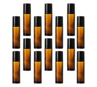 SHINEOFI 20pcs Ml Brown Glass Compact Roller Bottles for Essential Oil Container with Black Plastic Cap, Suitable for Storing Perfume and Massage Oils, Portable Roll-on Bottles for Travel