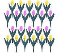 SHINEOFI 20pcs PVC Garden Border Fencing with Realistic Tulip Design, Detachable and Versatile Application for Outdoor Flower Beds, Decorative Lawn Edge Fence for Landscaping