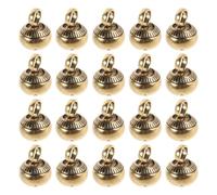 SHINEOFI 20pcs Vintage round Brass Bell Charms with Carved Floral Design, Silent Multi-purpose Golden Brass Pendants for DIY Crafts and Keychain Decoration