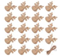 SHINEOFI 20pcs Wood Reindeer Cutouts, DIY Christmas Ornaments, Elk Wood Chips for Crafts, Beige, 3. 14 X 2. 36 X 0. 07 Inch, Includes Twine for Holiday Decorations
