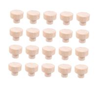 SHINEOFI 20Pcs Wooden Round Door Knobs Pull Handles for Cupboards Wardrobes Rubberwood Furniture Replacement Accessories