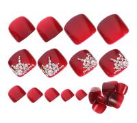 SHINEOFI 24pcs Artificial Toe Nail Tips Red Plastic Press on Nails for Pedicure Easy to Use Not Easy to Break Suitable for Beginners